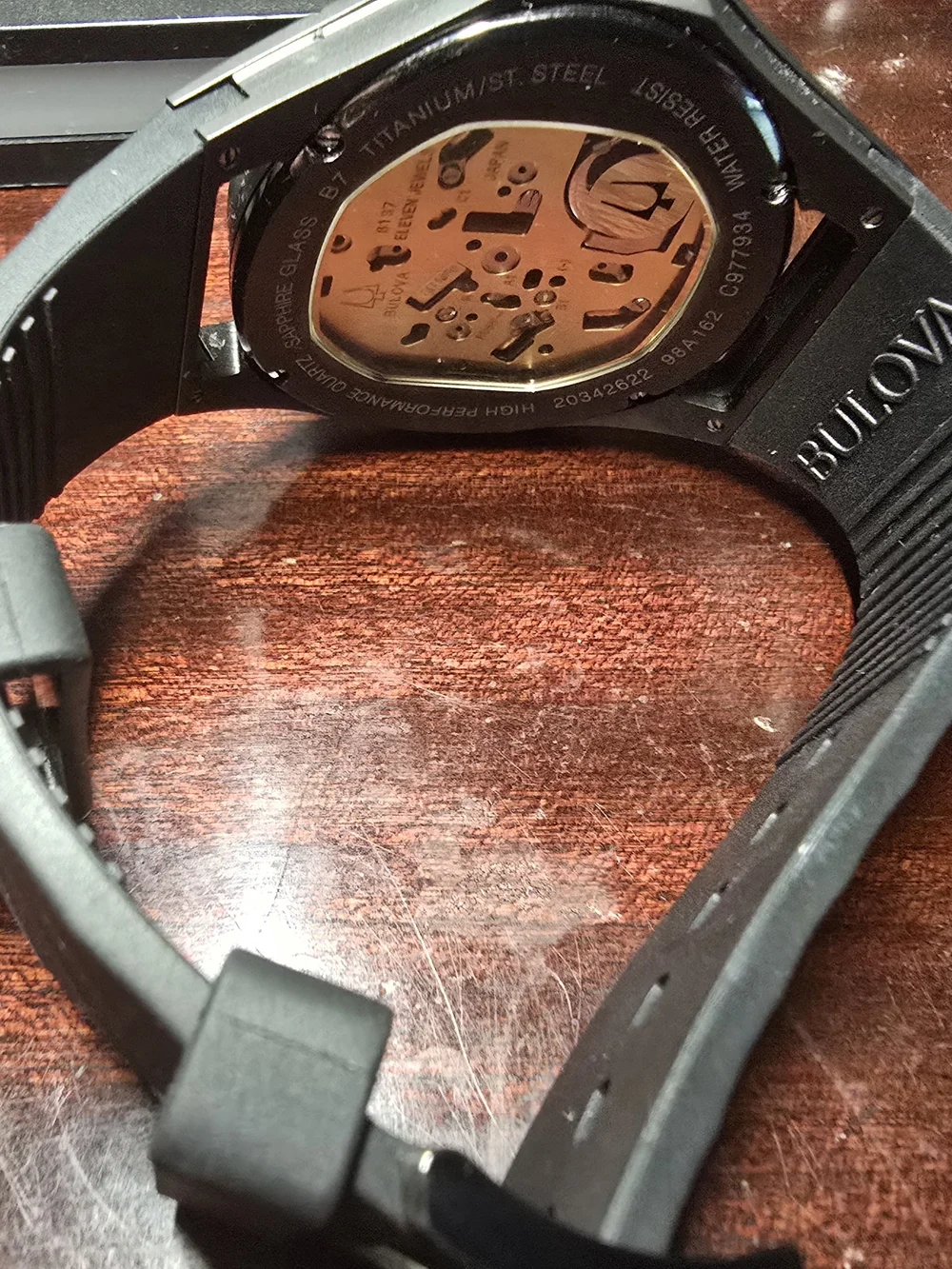 Bulova Men's - Bulova CURV 44mm Titanium/Stainless Case with Black Strap.